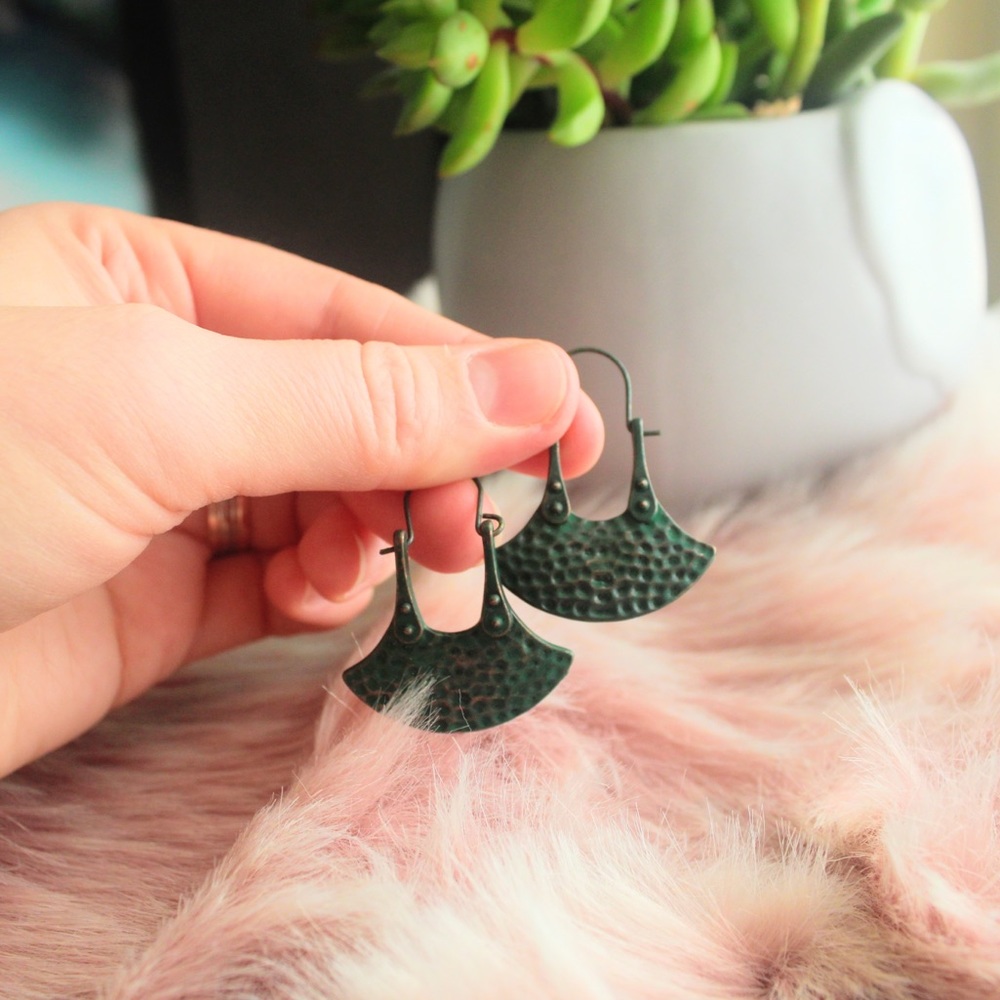 Hammered Dangle Patina Earrings